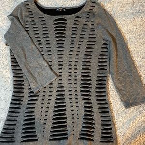 Express 3/4 Sleeve Gray and Black Sweater